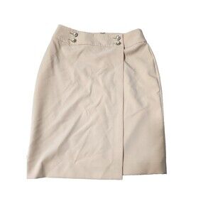 Calvin Klein Beige Pencil Skirt Size 2 | Faux Wrap Front | Office Career Wear